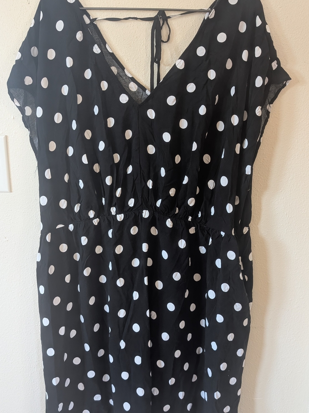 Ava & Viv Black Dress with White Polka Dots 1X